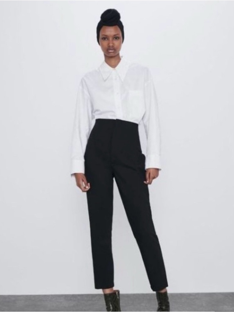 Zara High-Waist Black Tailored Pants - Classic Women's Trousers